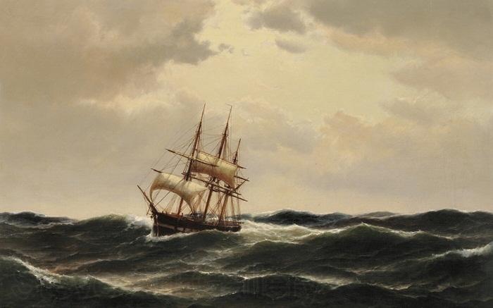 Carl Bille A ship in stormy waters